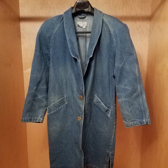 Denim Long Coat/Jacket Size L - Picture 1 of 3